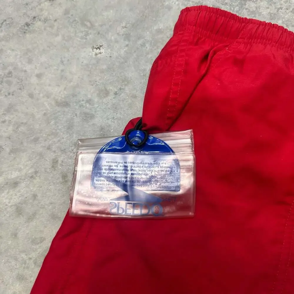 Speedo Vintage Red Nylon Swim Trunks - Large